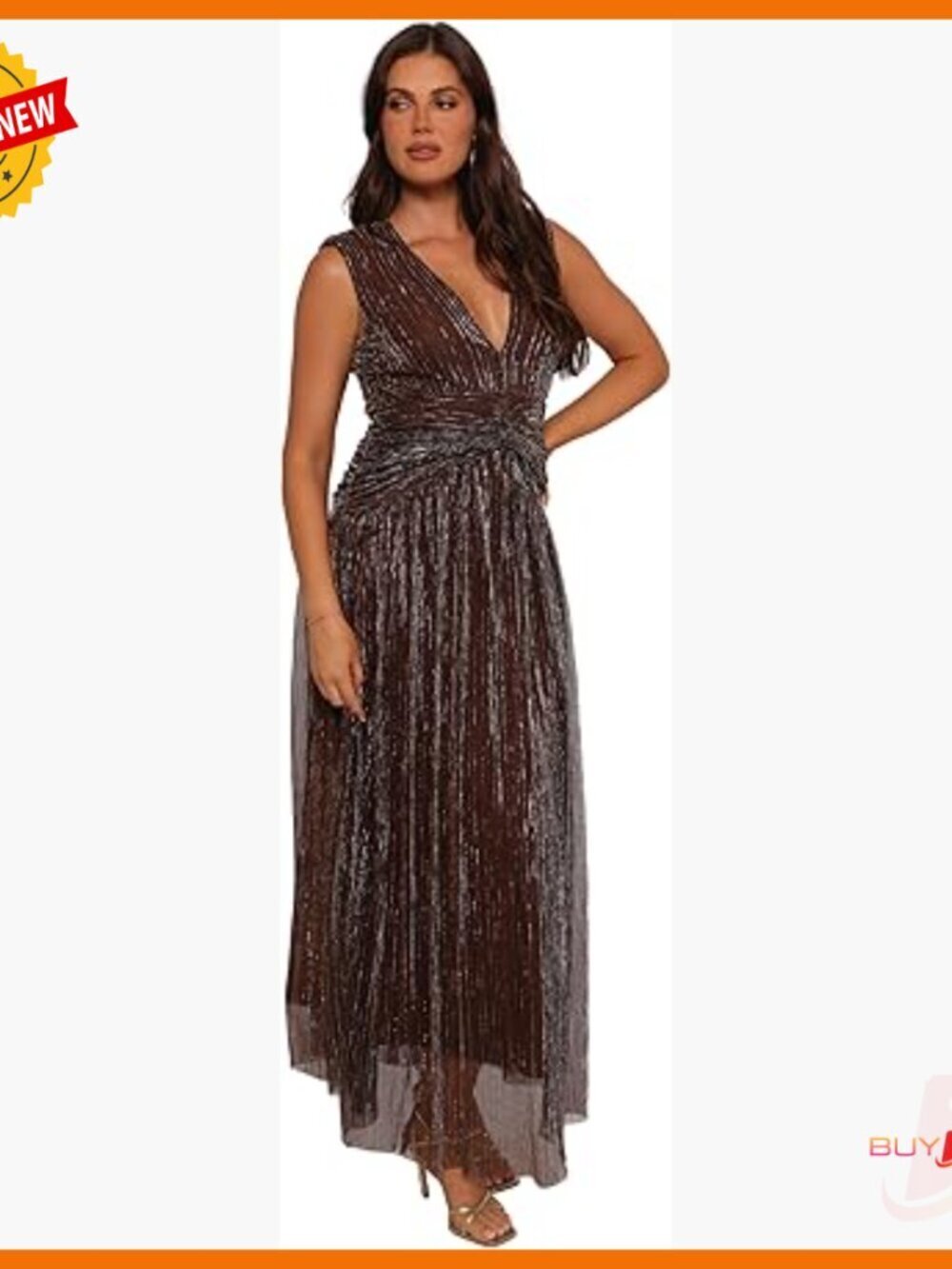 True To Size Lurex Maxi Dress with V Neckline for Casual Wear
